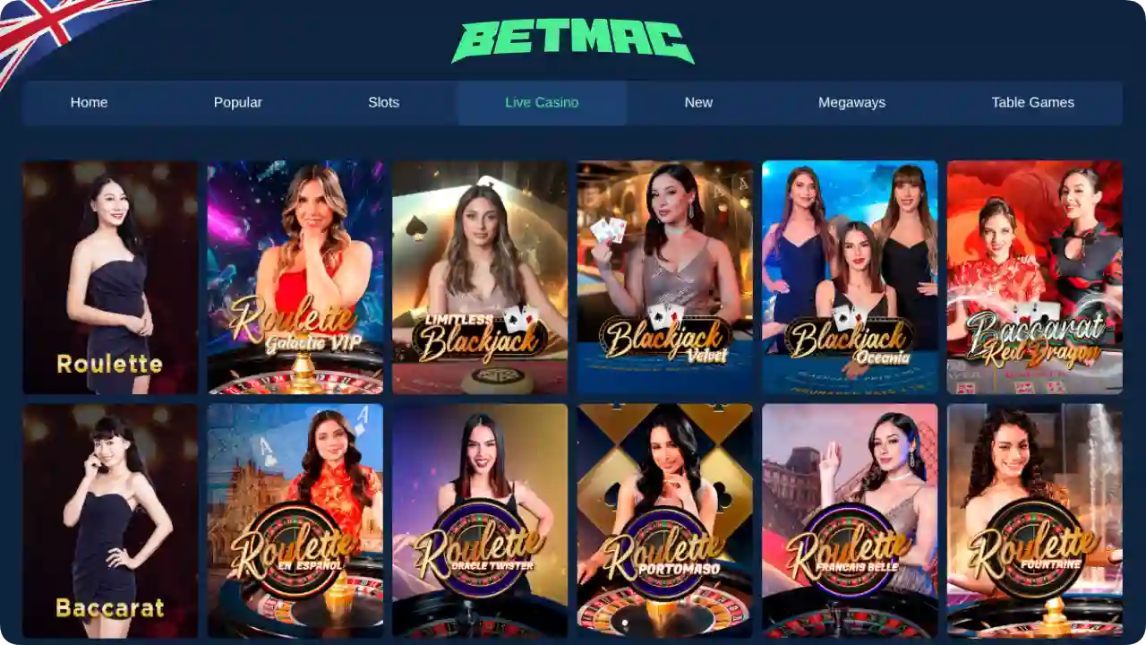 Betmac Casino live dealer games with real hosts